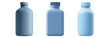 © randy - Plastic bottle set isolated on transparent background, blue bottle container for liquid, isolated 3d illustration