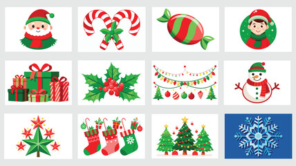 Wall Mural - Christmas elements set vector illustration.  Merry Christmas, Christmas vector design 