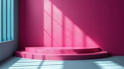 Leinwandbilder - 3d incline3d cylinder pedestal empty podium blank mockup with copy space empty stan3d for product display commercial showcase abstract pink geometric backgroun3d modern minimal concept