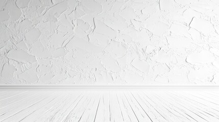 Sticker - White Wall and Wood Floor Background for Mockups and Products