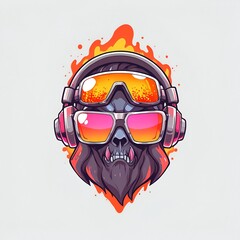 Wall Mural - Skull with Headphones and Sunglasses