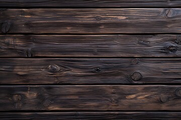 Wall Mural - Dark Stained Wooden Planks - Rustic Texture for Decor and Design