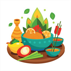 Wall Mural - Thai Foods illustration vector art