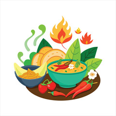 Wall Mural - Thai Foods illustration vector art