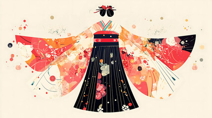 Sticker - A traditional Japanese kimono with a modern floral print.