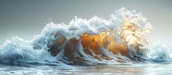 Wall Mural - Ocean Wave Crashing with Sunlight