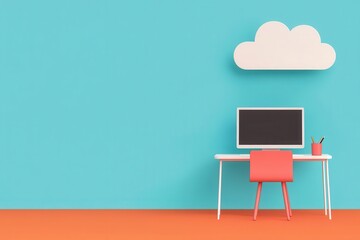 Cloud application deployment, streamlined process, flat design illustration