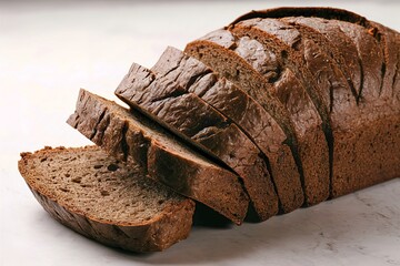 freshly sliced loaf of dark brown bread