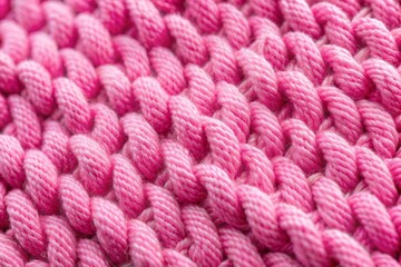 Wall Mural - Close-up of pink knitted yarn pattern for textile and craft projects