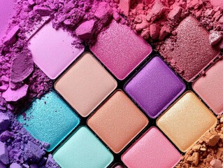 Vibrant eyeshadow palette with rich colors and textures, perfect for creating bold and artistic makeup looks.