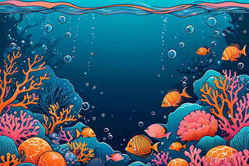 Poster - coral reef and fishes