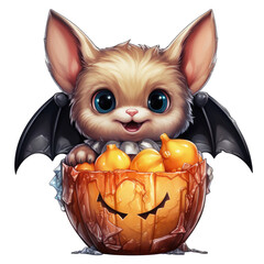 cute halloween pumpkin bat vampire