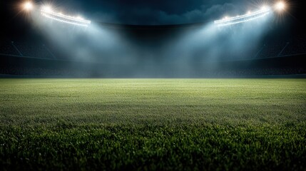 Poster - An empty stadium with floodlights shining, symbolizing the anticipation of a sporting event.