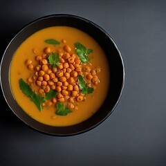 Homemade healthy chickpea bean moroccan traditional ready-to-eat soup morocco vegetarian culture spice parsley delicious bowl crockery stew food rustic meal recipe herb spicey photography