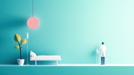 Poster - A patient receiving care in a hospital room, showcasing the compassion and dedication of healthcare workers.