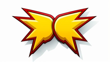 Bright yellow comic style explosion symbol with red outline on white background