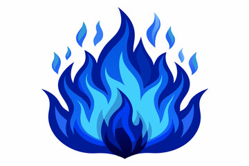 Poster - Blue fire icon flat fire flame vector illustration