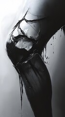 Wall Mural - Black Liquid Pouring Over a Cracked Surface