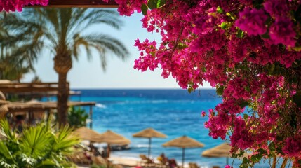 Wall Mural - Bougainvillea-adorned Sharm el Sheikh beach