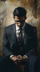 Poster - 23. An artist wearing a suit and tie, formal but artistic expression