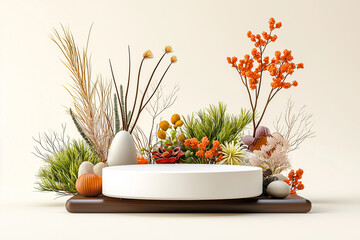 Aufkleber - Minimalist podium designs with clean lines and modern textures, perfect for product display setups