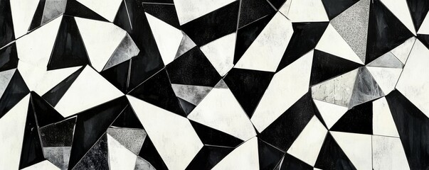 Wall Mural - Abstract geometric black and white mosaic pattern