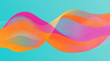 Poster - Abstract Wavy Lines  Vibrant Colors  Modern Design  Blue  Orange  Pink  Teal