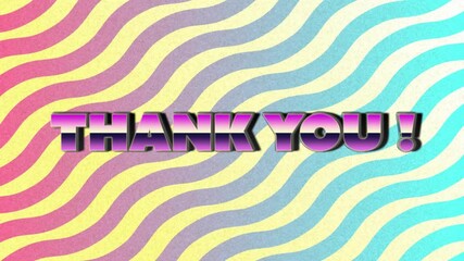 Poster - Animation of thank you text over vibrant patterned background