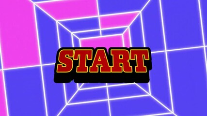 Poster - Animation of start text over neon pattern background