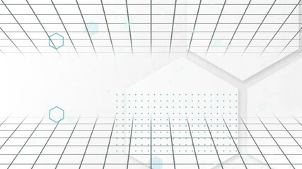 Poster - Animation of hexagon shapes moving on grid over white background