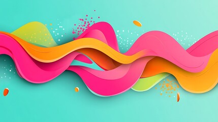 Wall Mural - Abstract Colorful Wavy Shapes on Blue Background