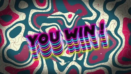 Poster - Animation of you win text over pattern background