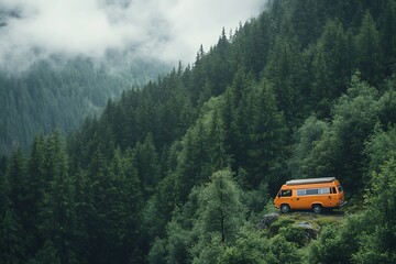 Canvas Print - camper van on the road