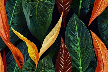 Wall Mural - leaves of Spathiphyllum cannifolium, abstract colorful texture, nature background, tropical leaf Generative AI