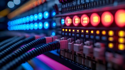 Closeup View of Power Strip with Tidy Cable Arrangement in the Background