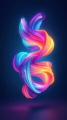 Wall Mural - Abstract Colorful Swirling Lines on Dark Background.