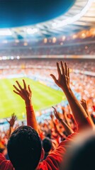 Soccer Fan Cheering in Stadium.