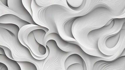 Poster - Minimalist and abstract design with a white background consists of smooth, curved lines that create a sense of depth and movement 