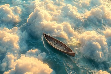 Wall Mural - canoe in the clouds