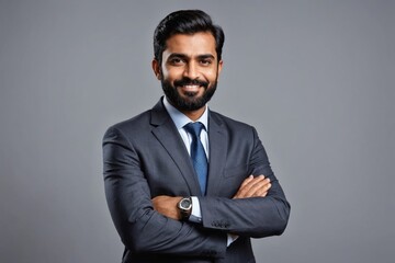 proud confident bearded indian smiling business man investor, rich ethnic ceo, corporate executive, 