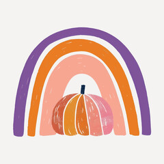 Poster - Colorful rainbow pumpkin illustration