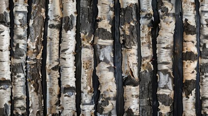 Sticker - Birch bark pattern with black stripes and wood texture