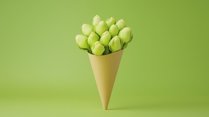 Cauliflower vegetable on brown paper grocery cone bag eco friendly package