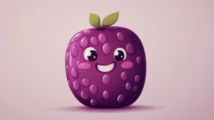 Fun blackberry character in cartoon style with vibrant colors and playful features.