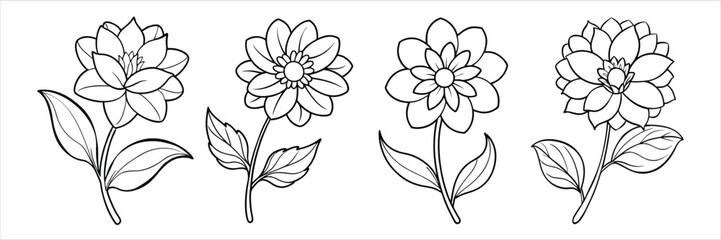 relaxation flower coloring pages for kids and adults. flower outline draw generated by Ai