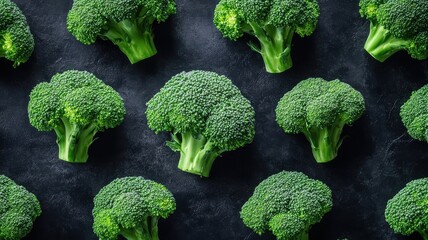 Wall Mural - Playful broccoli pattern with dynamic textures and lively details.