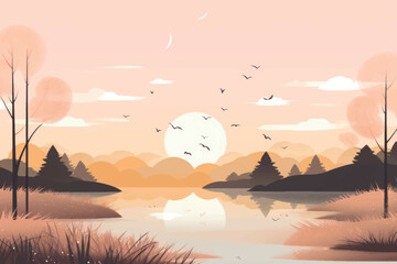 Poster - Serene sunset over tranquil lake