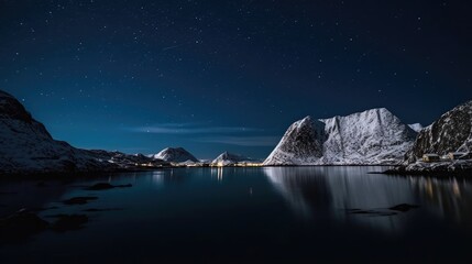 Sticker - Starlit Snowy Mountains Reflected in Water