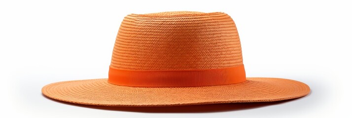 A vibrant orange straw hat displays a smooth surface and wide brim, perfect for sunny days