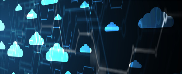 Wall Mural - Navigating the invisible pathways of data through abstract cloud technology